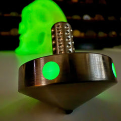 CountyComm - Tip Top Extreme - Tungsten / Titanium / UGM Glow - Spinning Top + Delrin Stand by Maratac®
