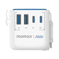 1-World+ Flow 4-Port Travel Charger With Built-In USB-C Cable 35W Gundam