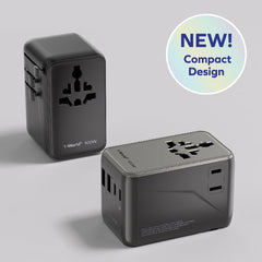 1-World²⁺ 4-Port Mini Universal Travel GaN Charger with Built-In Retractable Cable 100W with Dual AC