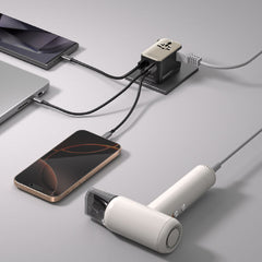 1-World²⁺ 4-Port Mini Universal Travel GaN Charger with Built-In Retractable Cable 100W with Dual AC