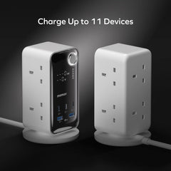 1-Charge Work Flow 6-Outlet Digital Display Power Tower with USB (70W)