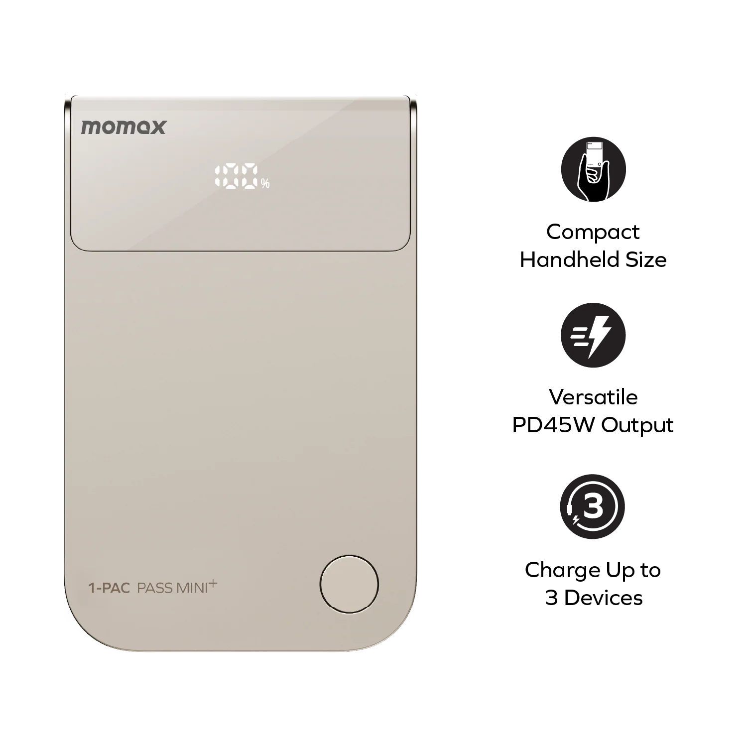 1-Pac Pass Mini⁺ 10000mAh 2in1 Battery Pack with Built-in Retractable Cable MOMAX Power Bank Suburban.