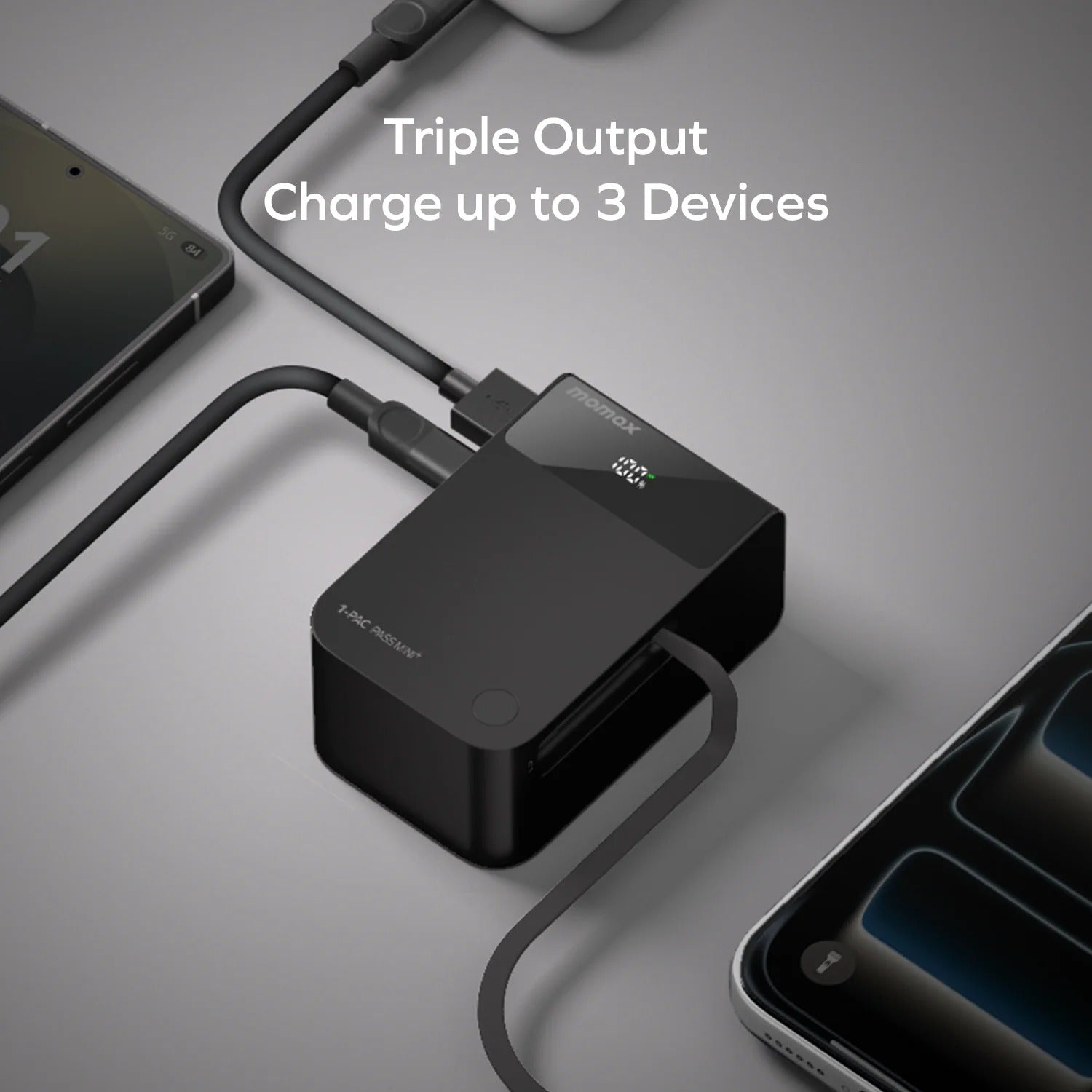 1-Pac Pass Mini⁺ 10000mAh 2in1 Battery Pack with Built-in Retractable Cable MOMAX Power Bank Suburban.