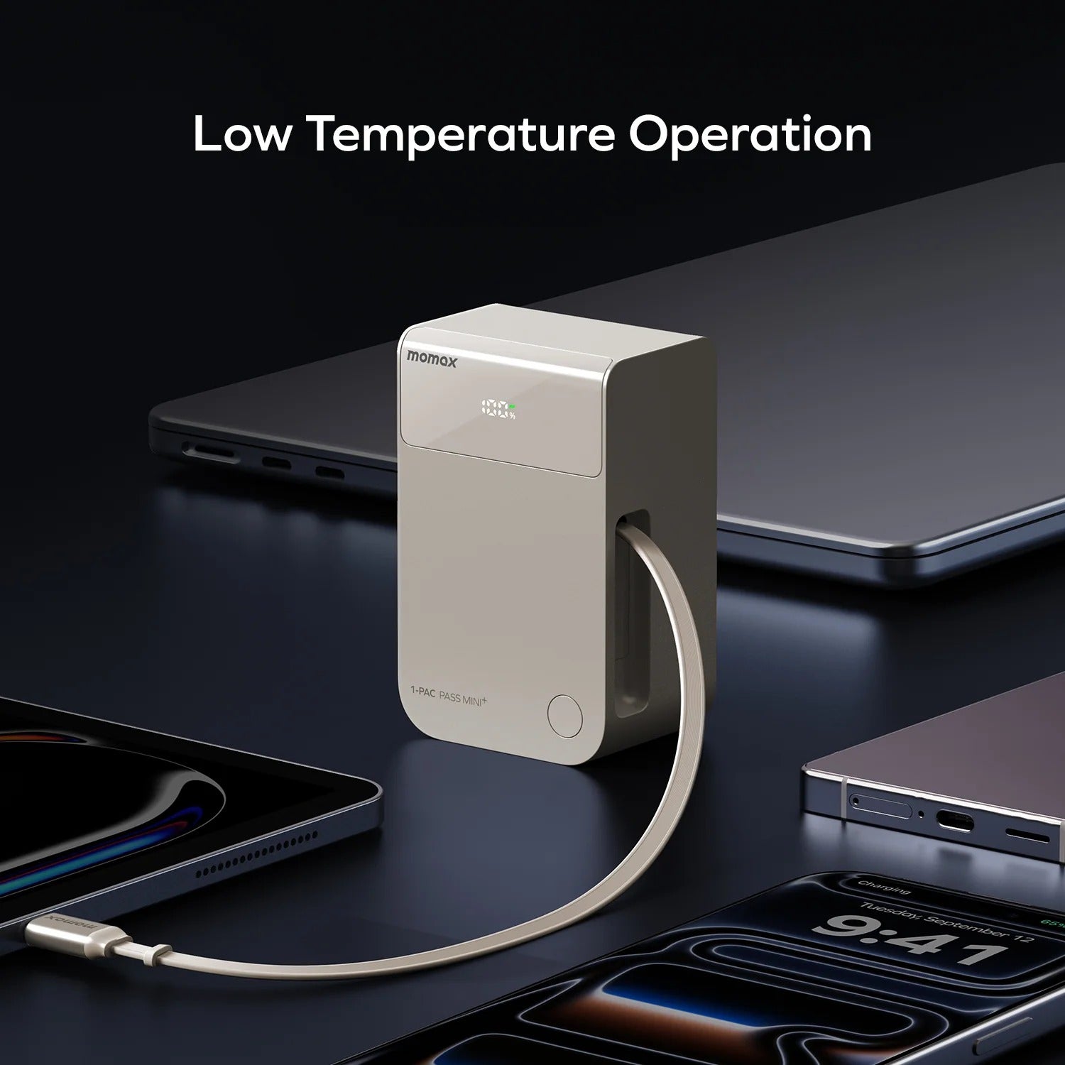 1-Pac Pass Mini⁺ 10000mAh 2in1 Battery Pack with Built-in Retractable Cable MOMAX Power Bank Suburban.