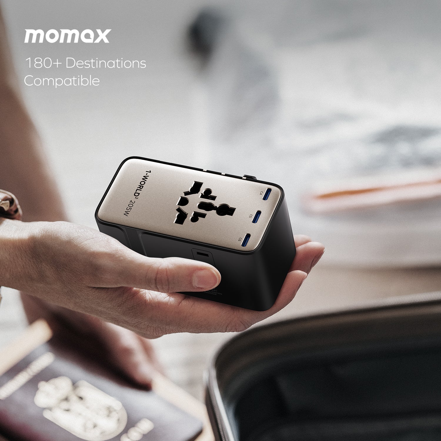 1-World² 205W 7-Port Dual AC Travel Adapter