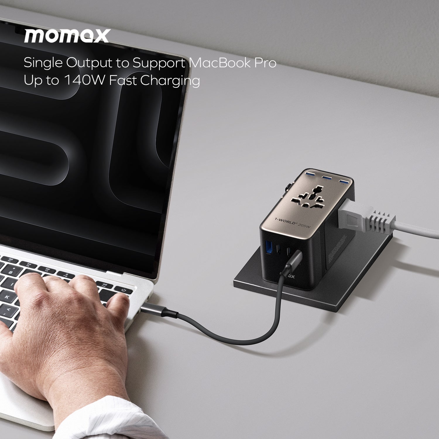 1-World² 205W 7-Port Dual AC Travel Adapter