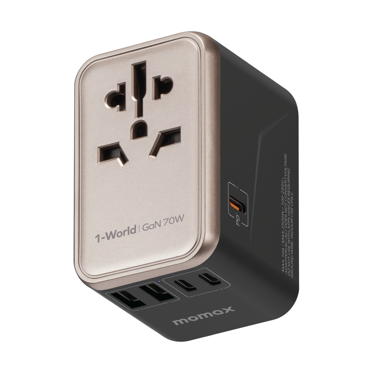 1-World Universal 5-Port Travel GaN Charger 70W