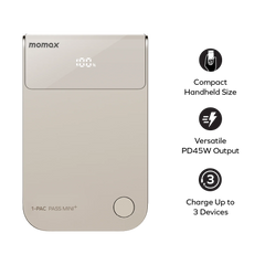 1-Pac Pass Mini⁺ 10000mAh 2in1 Battery Pack with Built-in Retractable Cable MOMAX Power Bank Suburban.